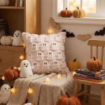 Sm:)e Embroidered Goost Plush Faux Fur Jacquard Halloween Throw Pillow Cover 18x18 Inch White, Set of 2 Silky Soft Cushion Case for Sofa Couch - Image 29